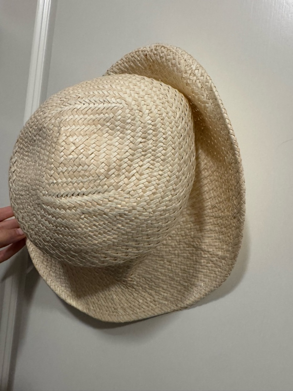 J. Crew Striped Ribbon Trim Straw Hat - Natural and Navy